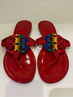 Tory Burch Miller Sandals Rainbow Red - Size 9.5